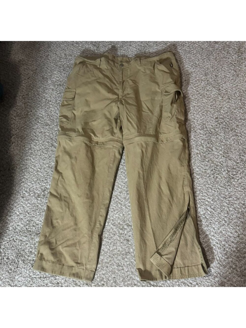 REI Convertible Cargo Pants Men 44 Tan Khaki Zip Off Hiking Outdoor Nylon Cotton